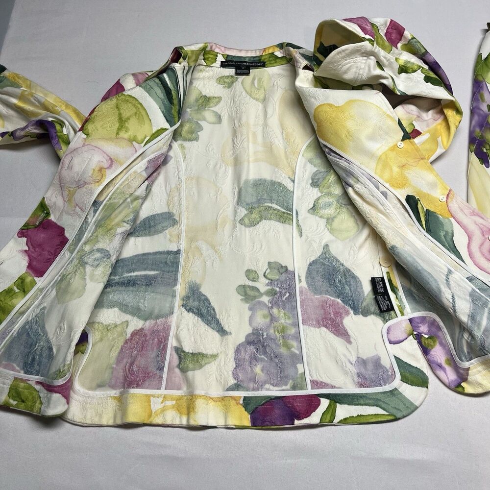 Linda Allard Ellen Tracy Silk Two Piece Skirt Set Floral - Picture 7 of 14